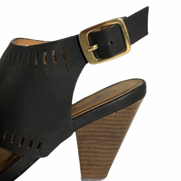 QUPID Slip on heels w Ankle Strap Blk Sz 5.5 - Picture 2 of 10